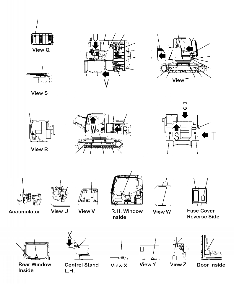 Схема запчастей Komatsu PC200LL-8 - U-A ТАБЛИЧКИS И ПЛАСТИНЫ МАРКИРОВКА
