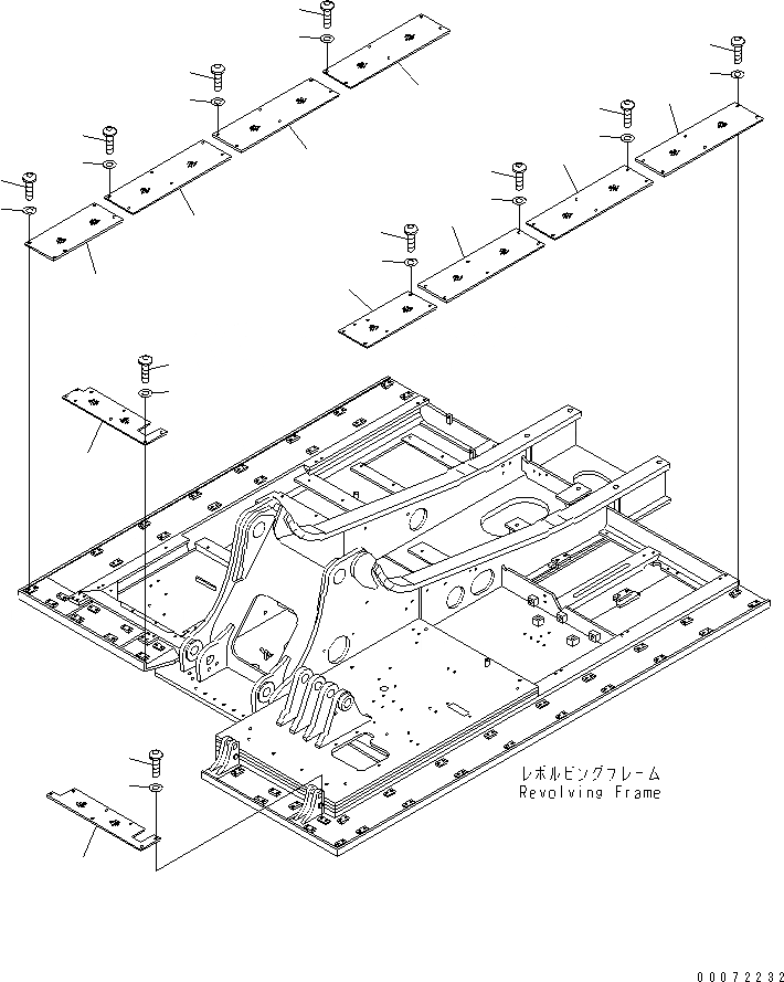 Схема запчастей Komatsu PC200LL-7L - ОСНОВНАЯ РАМА (WALKWAY NON-SKID ПЛАСТИНЫ) ОСНОВНАЯ РАМА И ЕЕ ЧАСТИ