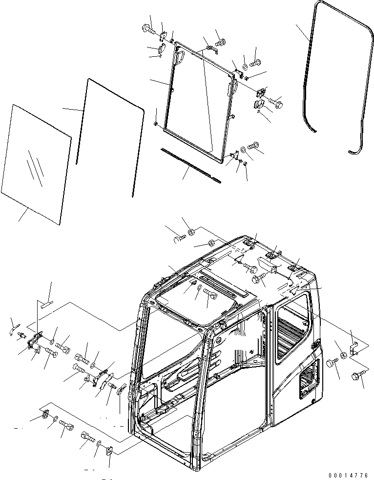 Схема запчастей Komatsu PC200LL-7L - КАБИНА (ПЕРЕДН. ВЕРХН. ОКНА)(№A8-A877) КАБИНА ОПЕРАТОРА И СИСТЕМА УПРАВЛЕНИЯ