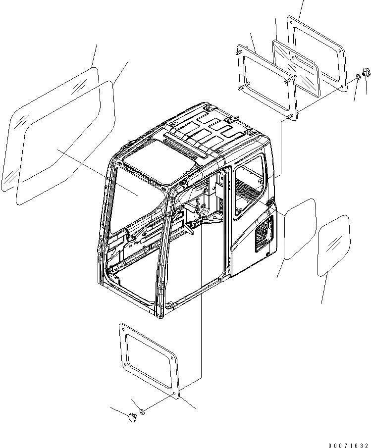 Схема запчастей Komatsu PC200LL-7L - КАБИНА (ПРАВ. ОКНА¤ ЛЕВ. ОКНА И ЗАДН. ЭКСТРЕНН. EXIT ОКНА) КАБИНА ОПЕРАТОРА И СИСТЕМА УПРАВЛЕНИЯ