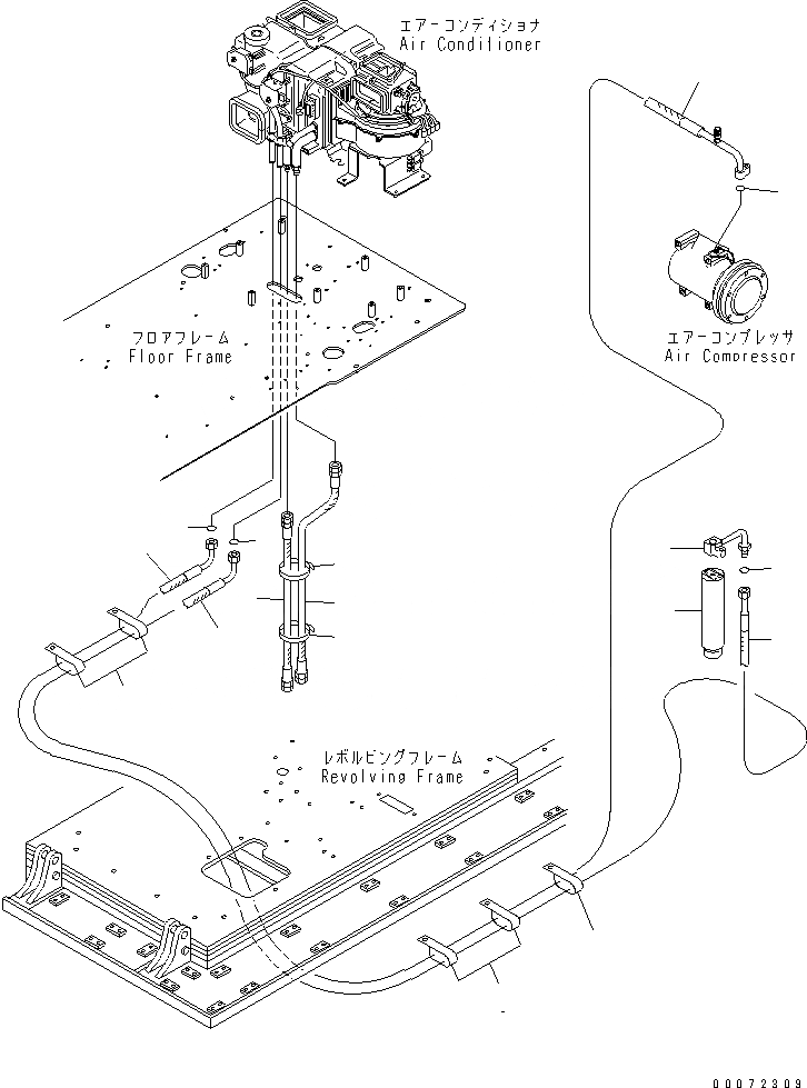 Схема запчастей Komatsu PC200LL-7L - ОСНОВН. КОНСТРУКЦИЯ (ПАТРУБКИ КОНДИЦИОНЕРА INCH RISER) КАБИНА ОПЕРАТОРА И СИСТЕМА УПРАВЛЕНИЯ