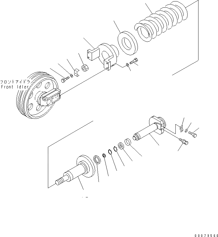 Схема запчастей Komatsu PC200LL-7L - ЛЕНИВЕЦ И ПОДУШКИ (ПОДУШКИ) ХОДОВАЯ