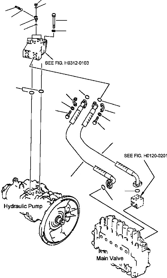 Схема запчастей Komatsu PC200Z-6LE - FIG NO. H- ГИДРОЛИНИЯ НАСОС - ОСНОВН. КЛАПАН ГИДРАВЛИКА