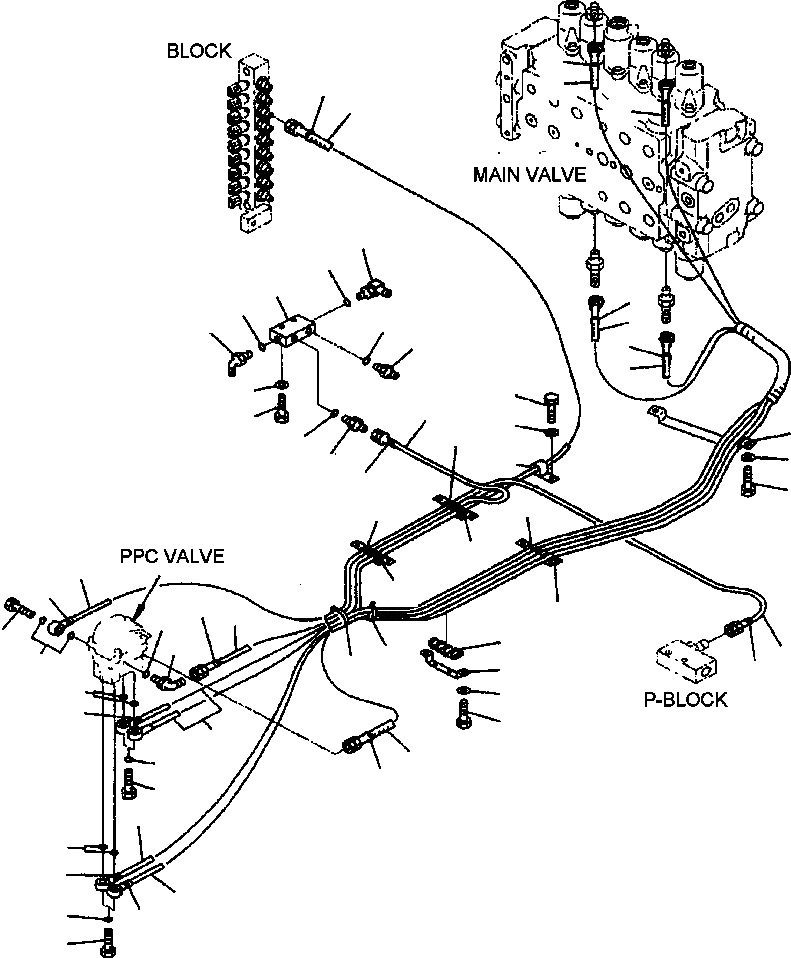 Схема запчастей Komatsu PC200Z-6LE - FIG NO. K-A ГИДРОЛИНИЯ PPC ЛИНИЯ ХОДА КАБИНА ОПЕРАТОРА И СИСТЕМА УПРАВЛЕНИЯ