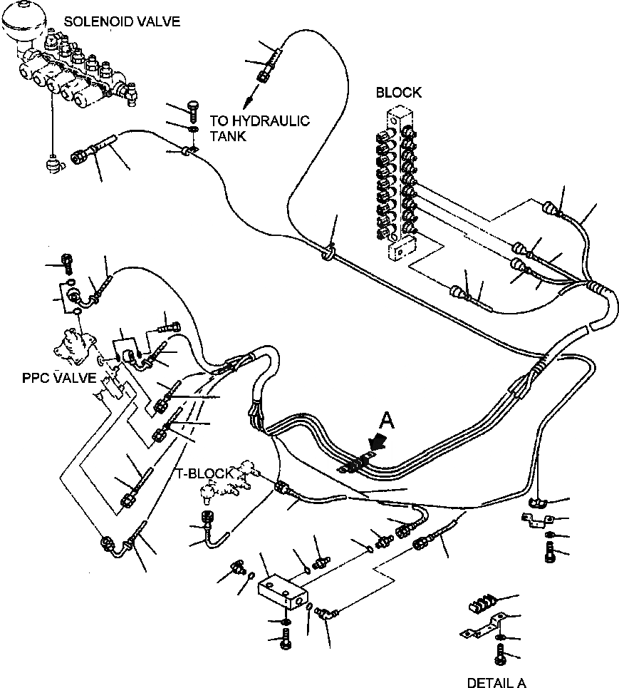 Схема запчастей Komatsu PC200Z-6LE - FIG NO. K-B РАБОЧАЯ ЛИНИЯ PPC ПАТРУБКИ ПРАВОЙ СТОЙКИ КАБИНА ОПЕРАТОРА И СИСТЕМА УПРАВЛЕНИЯ