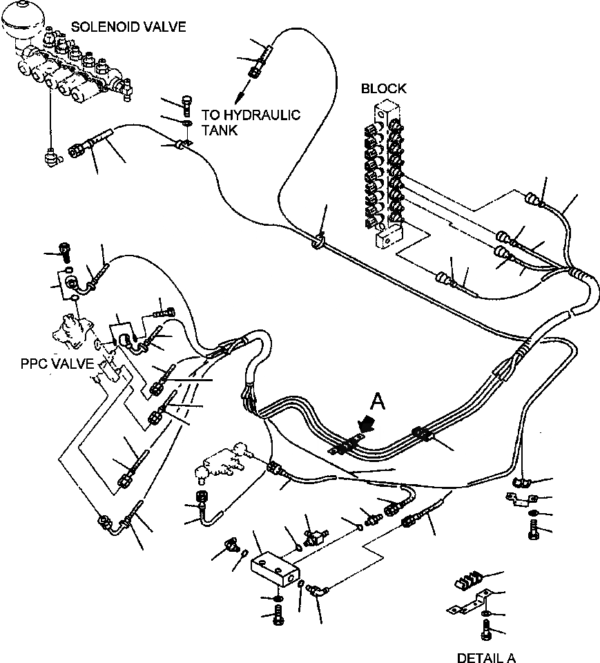 Схема запчастей Komatsu PC200Z-6LE - FIG NO. K-B РАБОЧАЯ ЛИНИЯ PPC ПАТРУБКИ ПРАВОЙ СТОЙКИ ДЛЯ АКТУАТОР КАБИНА ОПЕРАТОРА И СИСТЕМА УПРАВЛЕНИЯ