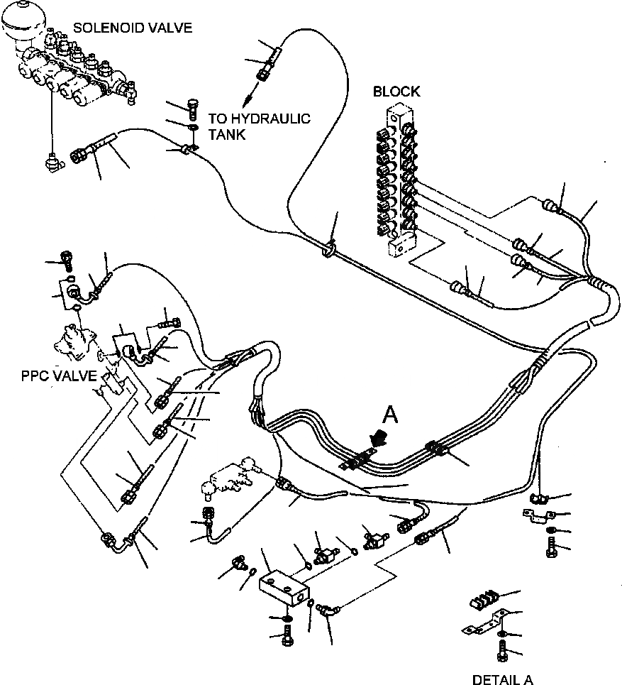 Схема запчастей Komatsu PC200Z-6LE - FIG NO. K-B РАБОЧАЯ ЛИНИЯ PPC ПАТРУБКИ ПРАВОЙ СТОЙКИ ДЛЯ АКТУАТОР КАБИНА ОПЕРАТОРА И СИСТЕМА УПРАВЛЕНИЯ