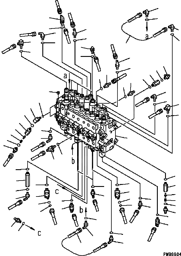 Схема запчастей Komatsu PC200-6B - ОСНОВН. КЛАПАН (СОЕДИНИТЕЛЬН. ЧАСТИ) ( АКТУАТОР) (ТРУБЫ LESS) (PCLC-B) ГИДРАВЛИКА