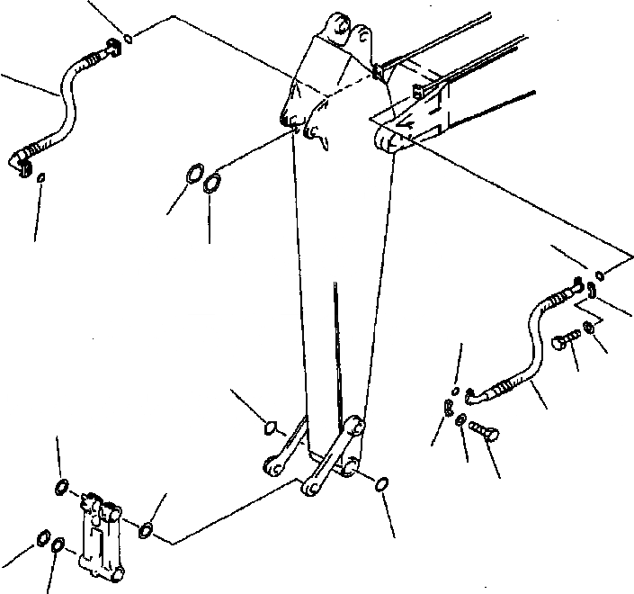 Схема запчастей Komatsu PC200-6B - РУКОЯТЬ (ПАТРУБКИ ЦИЛИНДРА КОВША И УПЛОТНЕНИЯ) РАБОЧ.ING ОБОРУД-Е
