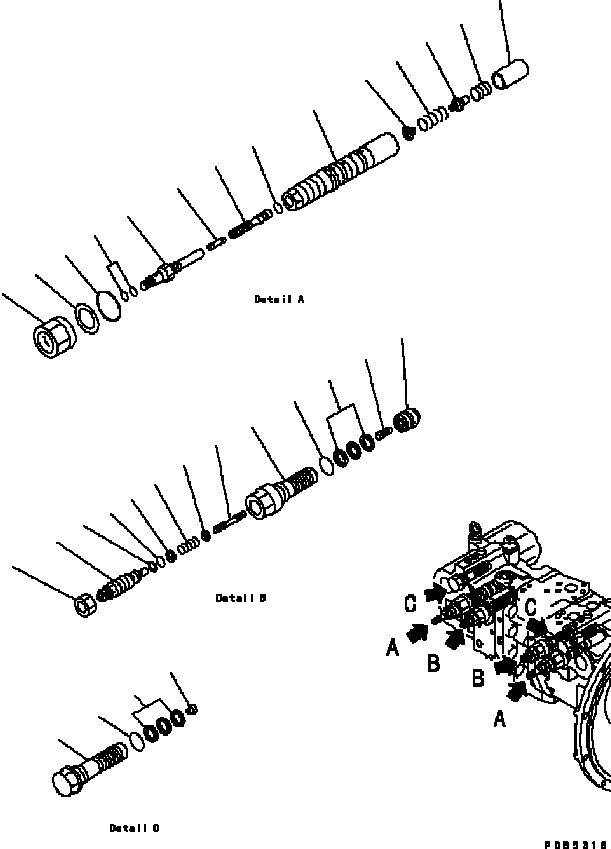 Схема запчастей Komatsu PC200-6B - ОСНОВН. НАСОС (9/) ОСНОВН. КОМПОНЕНТЫ И РЕМКОМПЛЕКТЫ