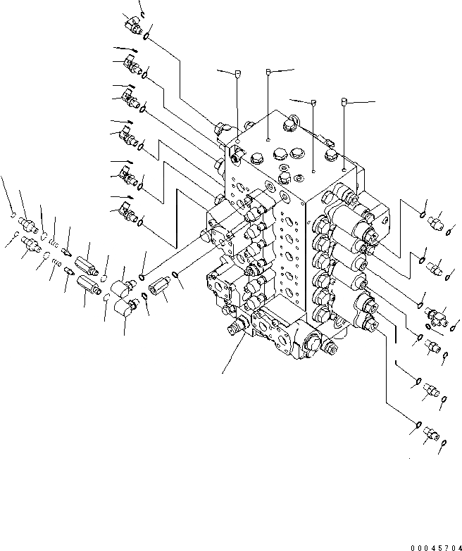 Схема запчастей Komatsu PC200-8 - ОСНОВН. УПРАВЛЯЮЩ. КЛАПАН (СОЕДИНИТЕЛЬН. ЧАСТИ) (/) (№B78-) ГИДРАВЛИКА