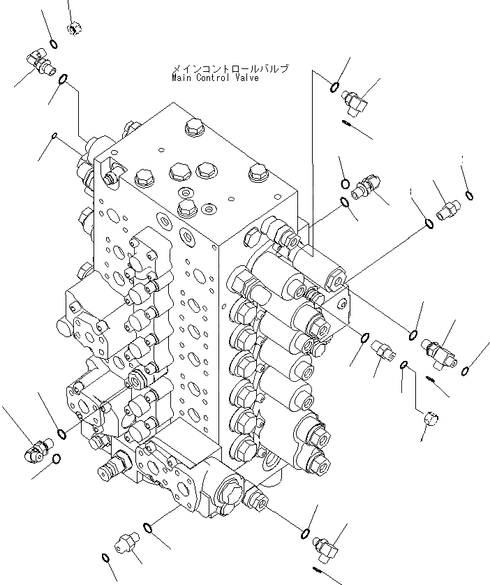 Схема запчастей Komatsu PC200-8 - ОСНОВН. УПРАВЛЯЮЩ. КЛАПАН () (СОЕДИНИТЕЛЬН. ЧАСТИ) (/) ГИДРАВЛИКА