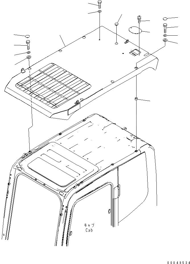 Схема запчастей Komatsu PC200-8 - ВЕРХНЯЯ ЗАЩИТА (ЛЕСОЗАГОТОВИТЕЛЬНАЯ ТЕХНИКА СПЕЦ-Я) КАБИНА ОПЕРАТОРА И СИСТЕМА УПРАВЛЕНИЯ