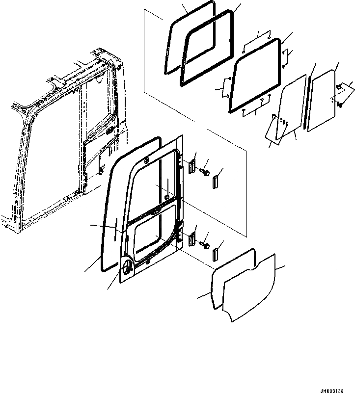 Схема запчастей Komatsu PC200-8 - КАБИНА (ДВЕРЬ) (АНТИВАНДАЛЬН.) КАБИНА ОПЕРАТОРА И СИСТЕМА УПРАВЛЕНИЯ
