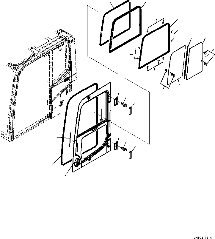 Схема запчастей Komatsu PC200-8 - КАБИНА (ДВЕРЬ) (АНТИВАНДАЛЬН.) (ЛЕСОЗАГОТОВИТЕЛЬНАЯ ТЕХНИКА СПЕЦ-Я) КАБИНА ОПЕРАТОРА И СИСТЕМА УПРАВЛЕНИЯ