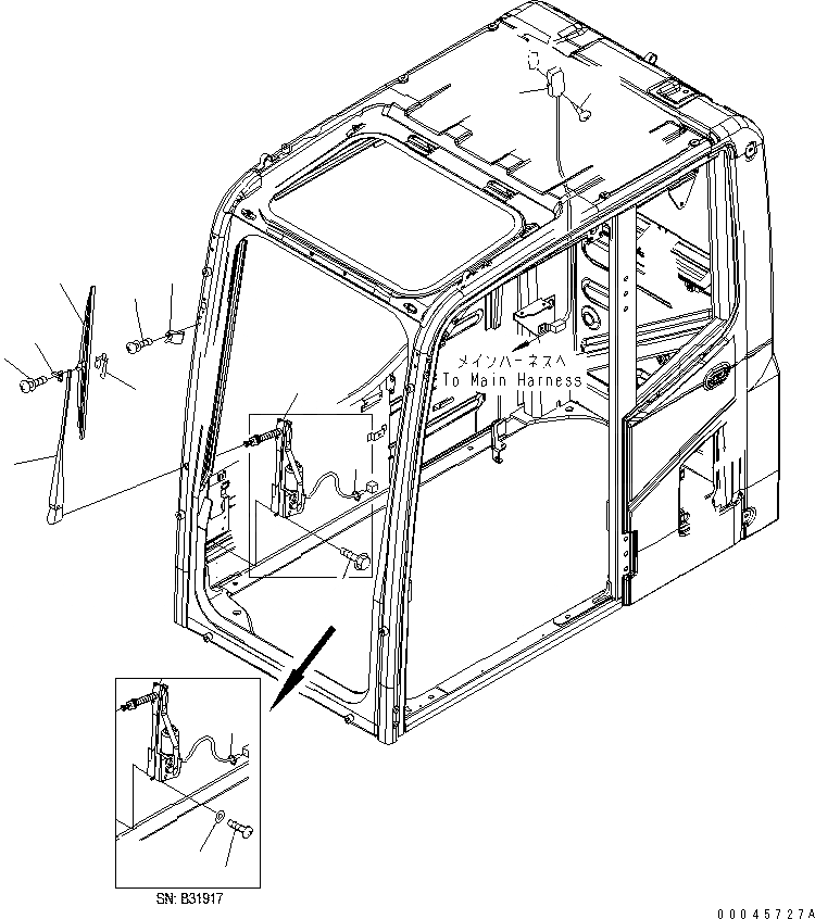 Схема запчастей Komatsu PC200-8 - КАБИНА (ДВОРНИКИ И ОСВЕЩЕНИЕ) (ЛЕСОЗАГОТОВИТЕЛЬНАЯ ТЕХНИКА СПЕЦ-Я) КАБИНА ОПЕРАТОРА И СИСТЕМА УПРАВЛЕНИЯ