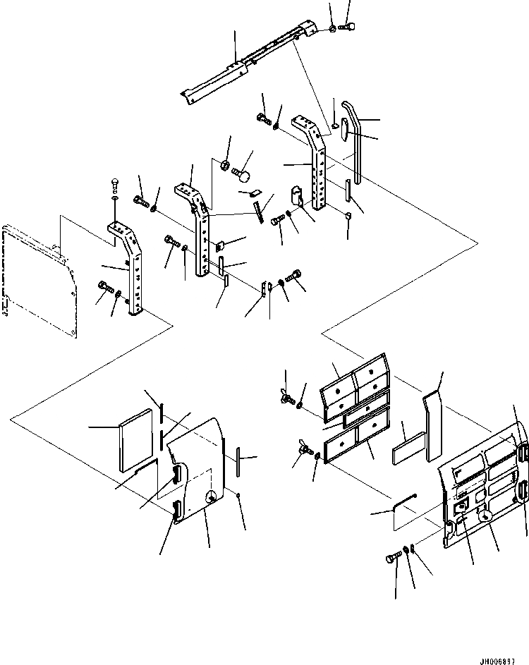 Схема запчастей Komatsu PC200-8 - БОКОВ. КРЫШКА¤ ЛЕВ. (ЛЕСОЗАГОТОВИТЕЛЬНАЯ ТЕХНИКА СПЕЦ-Я) ЧАСТИ КОРПУСА