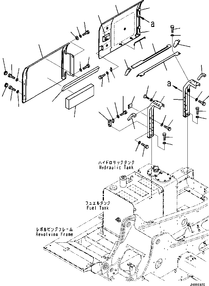 Схема запчастей Komatsu PC200-8 - БОКОВ. КРЫШКА¤ ПРАВ. (ЛЕСОЗАГОТОВИТЕЛЬНАЯ ТЕХНИКА СПЕЦ-Я) ЧАСТИ КОРПУСА