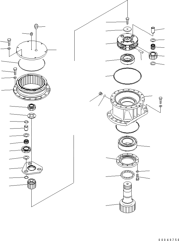 Схема запчастей Komatsu PC200-8 - МЕХАНИЗМ ПОВОРОТА В СБОРЕ (ДЛЯ ПОДАЮЩ.) ОСНОВН. КОМПОНЕНТЫ И РЕМКОМПЛЕКТЫ