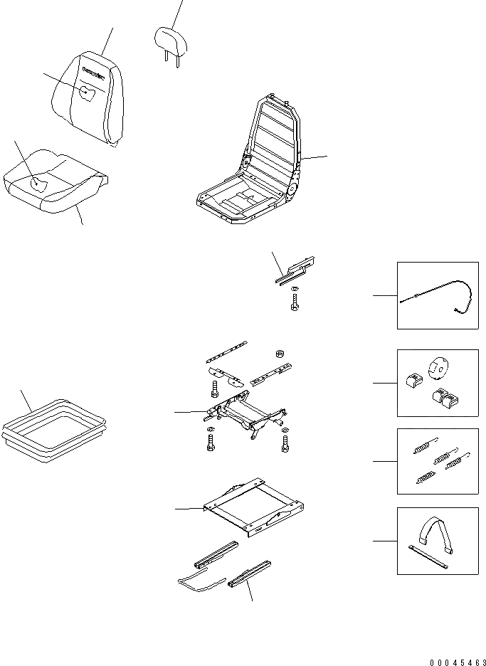 Схема запчастей Komatsu PC200-8 - СИДЕНЬЕ ОПЕРАТОРА В СБОРЕ ОСНОВН. КОМПОНЕНТЫ И РЕМКОМПЛЕКТЫ