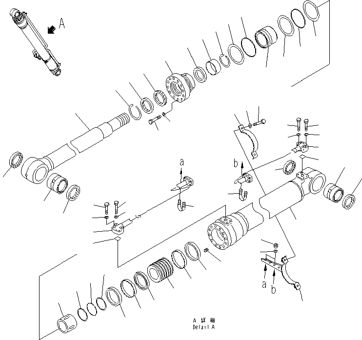 Схема запчастей Komatsu PC200-8 - ЦИЛИНДР СТРЕЛЫ(ЛЕВ.) (СИСТЕМА СМАЗКИ 100 ЧАС.) ОСНОВН. КОМПОНЕНТЫ И РЕМКОМПЛЕКТЫ