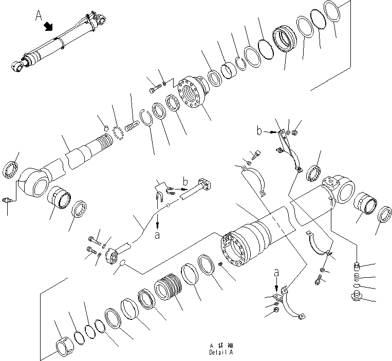 Схема запчастей Komatsu PC200-8 - ЦИЛИНДР РУКОЯТИ(СИСТЕМА СМАЗКИ 100 ЧАС.) ОСНОВН. КОМПОНЕНТЫ И РЕМКОМПЛЕКТЫ