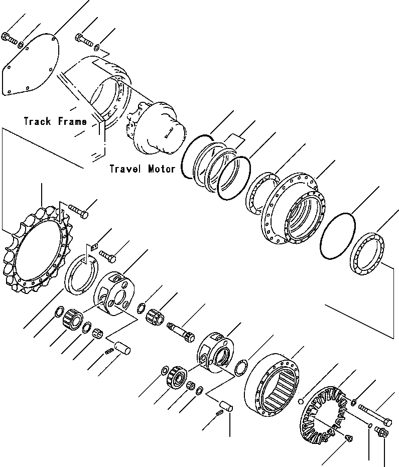 Схема запчастей Komatsu PC210LC-6LC - FIG NO. P- КОНЕЧНАЯ ПЕРЕДАЧА НИЖНЯЯ ГИДРОЛИНИЯ И ЛИНИЯ ХОДА