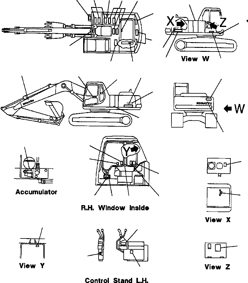 Схема запчастей Komatsu PC210LC-6LC - FIG NO. U-A ТАБЛИЧКИ МАРКИРОВКА