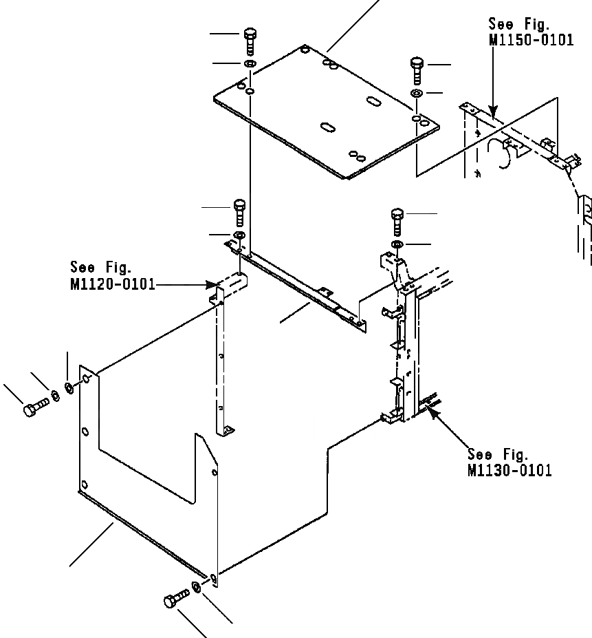 Схема запчастей Komatsu PC210LC-6L - FIG NO. M- ПЕРЕГОРОДКА. (КОНДИЦ. ВОЗДУХА - ВЫС. КРЕПЛЕНИЕ) ЧАСТИ КОРПУСА