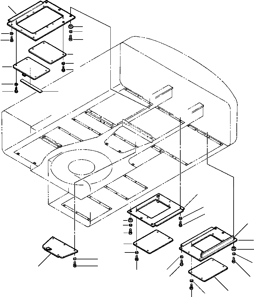 Схема запчастей Komatsu PC210LC-6L - FIG NO. M8- УСИЛ. НИЖН. КРЫШКА - ОСНОВНАЯ РАМА (ОТСЕК ДВИГАТЕЛЯ) ЧАСТИ КОРПУСА