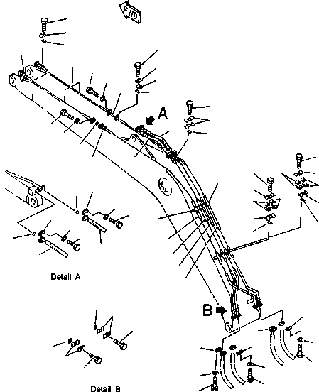 Схема запчастей Komatsu PC220LC-6LC - FIG NO. T- ТРУБЫ СТРЕЛЫ - РУКОЯТЬ И ЦИЛИНДР КОВША РАБОЧЕЕ ОБОРУДОВАНИЕ