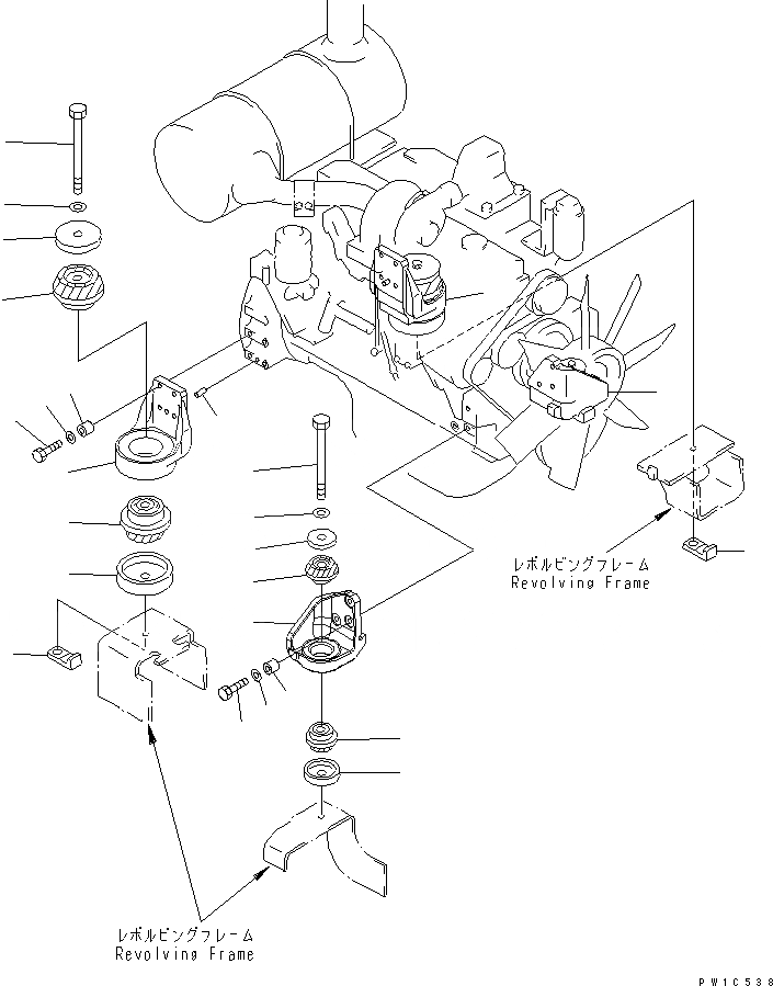 Схема запчастей Komatsu PC220LC-7L - КРЕПЛЕНИЕ ДВИГАТЕЛЯ (КОРПУС И ПОДУШКИ) КОМПОНЕНТЫ ДВИГАТЕЛЯ
