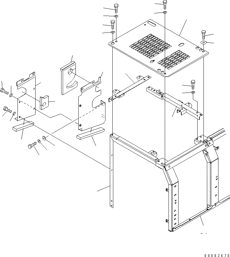 Схема запчастей Komatsu PC220LC-7L - ПЕРЕГОРОДКА. ЧАСТИ КОРПУСА