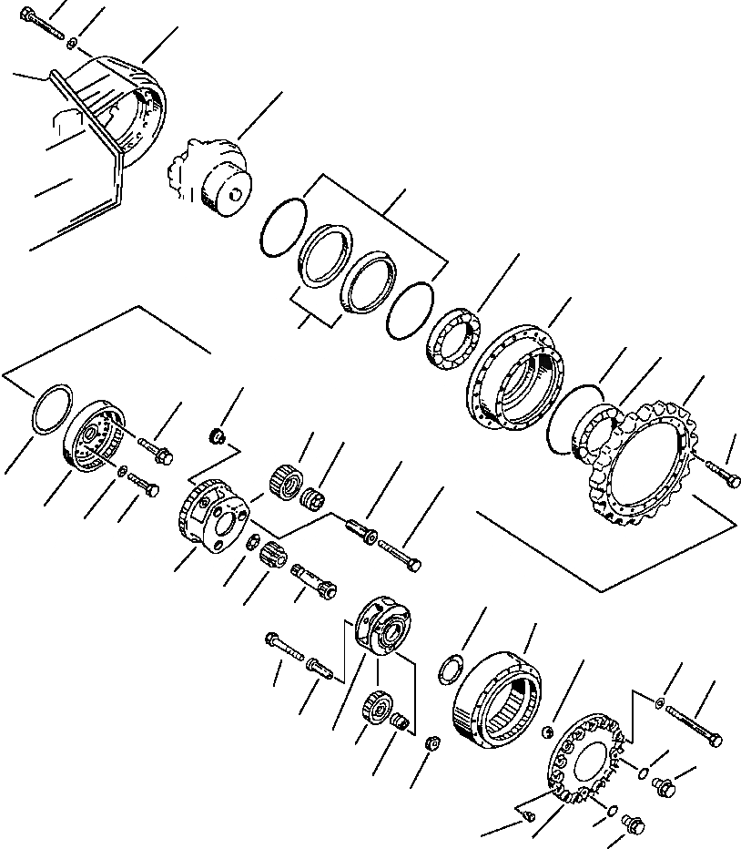 Схема запчастей Komatsu PC220LC-5 - КОНЕЧНАЯ ПЕРЕДАЧА И ЗВЕЗДОЧКА ХОД И НИЖН.CARRIAGE