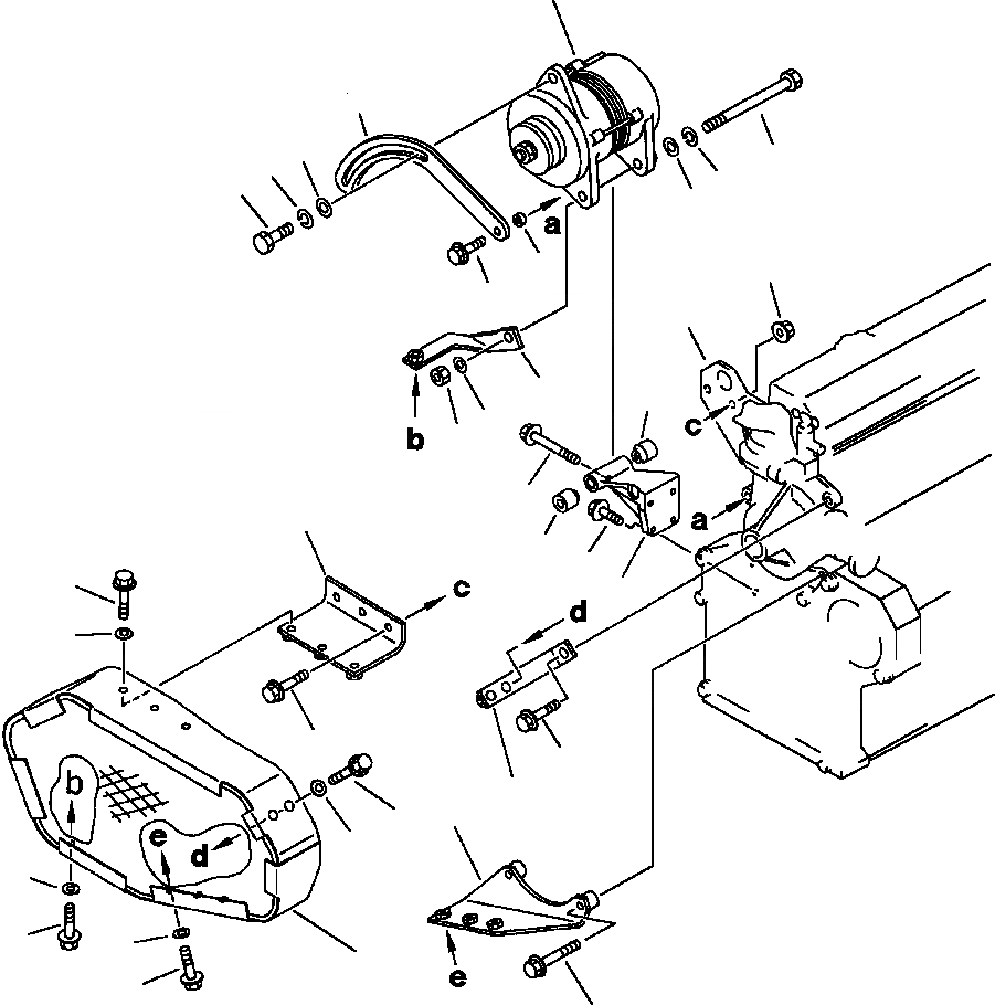 Схема запчастей Komatsu PC220LC-5 - КРЕПЛЕНИЕ ГЕНЕРАТОРА БЕСЩЕТОЧН. ТИП С COVER ЭЛЕКТРИКА