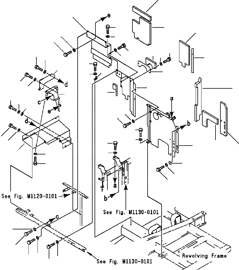 Схема запчастей Komatsu PC220LC-6L - FIG NO. M- ПЕРЕГОРОДКА. (КАБИНА) ЧАСТИ КОРПУСА