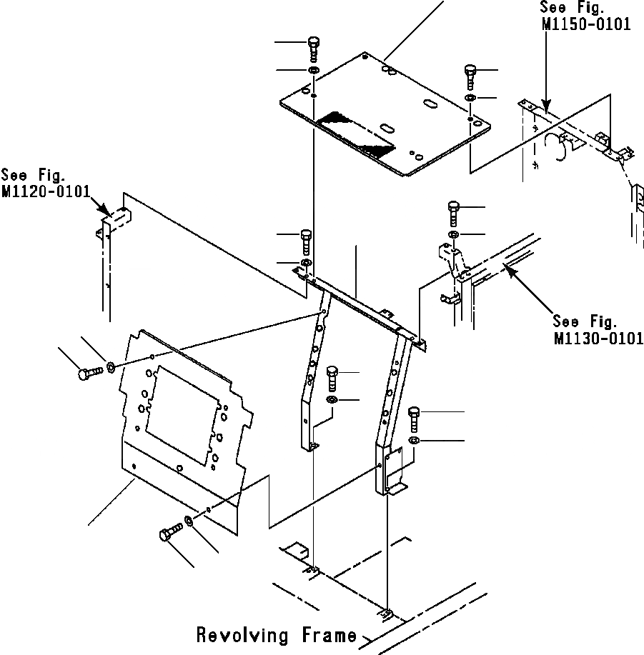 Схема запчастей Komatsu PC220LC-6L - FIG NO. M- ПЕРЕГОРОДКА. (КОНДИЦ. ВОЗДУХА) ЧАСТИ КОРПУСА