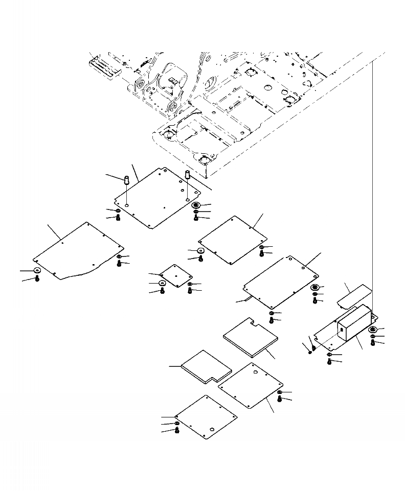 Схема запчастей Komatsu PC220LC-8 - M8-A РАМА НИЖН.КРЫШКАAND ЯЩИК Д/ИНСТРУМЕНТА ЧАСТИ КОРПУСА
