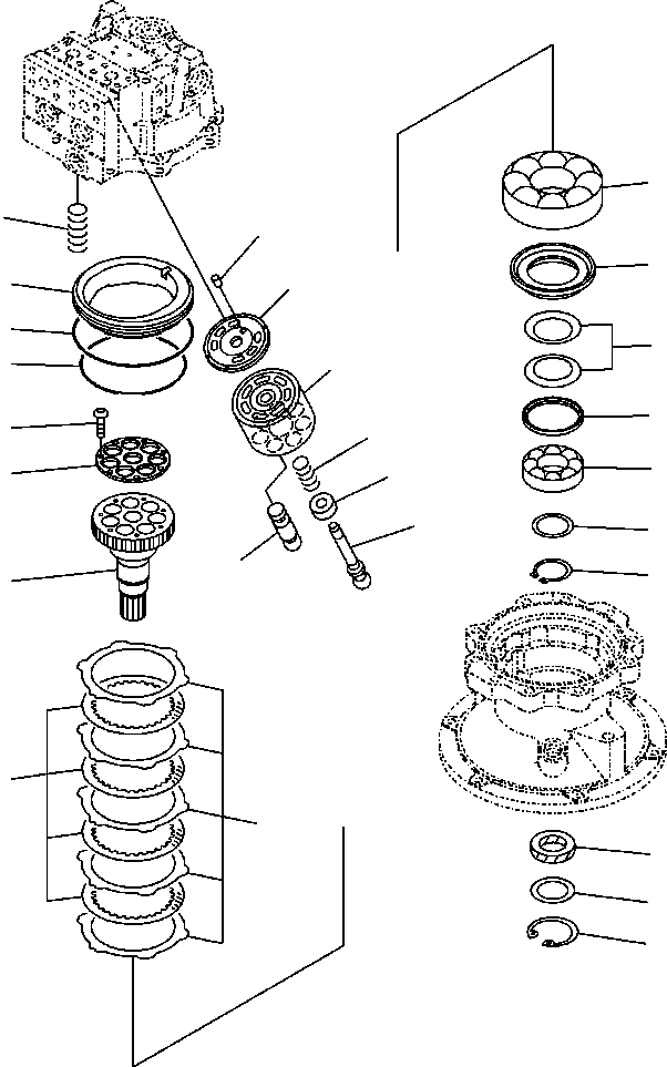 Схема запчастей Komatsu PC220LC-8 - N-A МОТОР ПОВОРОТА ВЕДУЩ. ВАЛ И БЛОК ЦИЛИНДРОВ (заводской номер A88-A887 ) ПОВОРОТН. КРУГ И КОМПОНЕНТЫ