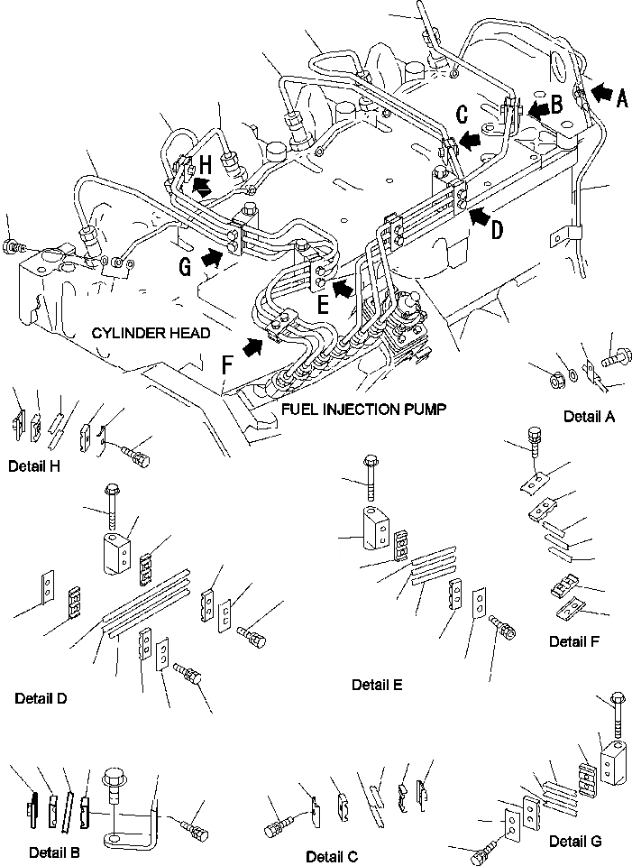 Схема запчастей Komatsu PC220LL-7L - FIG. A-AA ТОПЛИВН. ТРУБКИ ВПРЫСКА ДВИГАТЕЛЬ