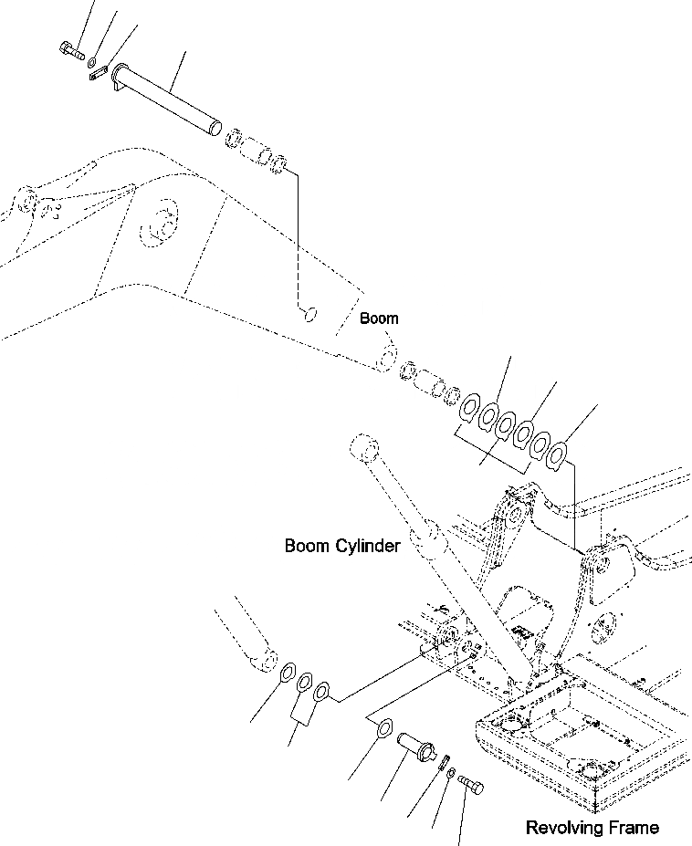 Схема запчастей Komatsu PC220LL-7L - FIG. J-A СТРЕЛА НИЖН. ПАЛЕЦ ОСНОВНАЯ РАМА И ЕЕ ЧАСТИ