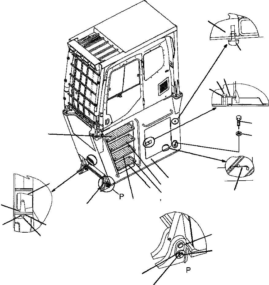 Схема запчастей Komatsu PC220LL-7L - FIG. M8-A КАБИНА - RISER INCH ЧАСТИ КОРПУСА
