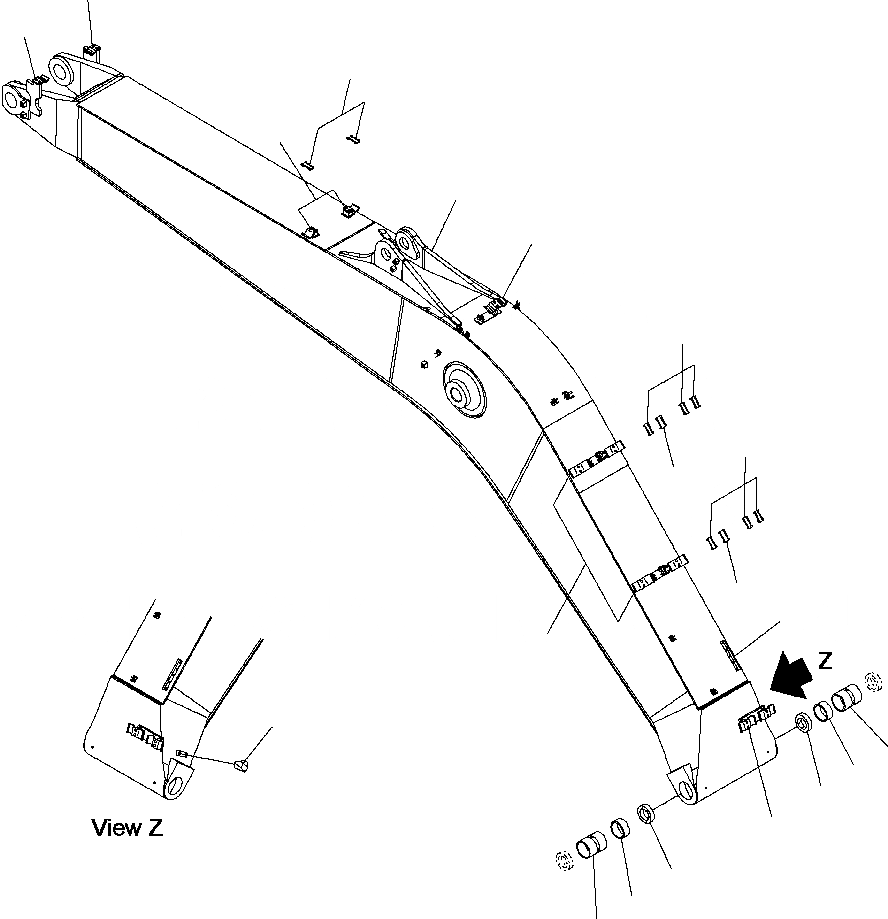 Схема запчастей Komatsu PC220LL-7L - FIG. T-A СТРЕЛА РАБОЧЕЕ ОБОРУДОВАНИЕ