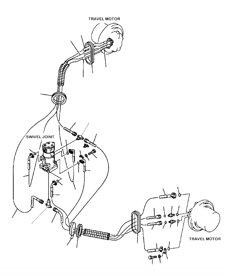 Схема запчастей Komatsu PC220LL-8 - P-A ХОД ТРУБЫ НИЖНЯЯ ГИДРОЛИНИЯ И ЛИНИЯ ХОДА