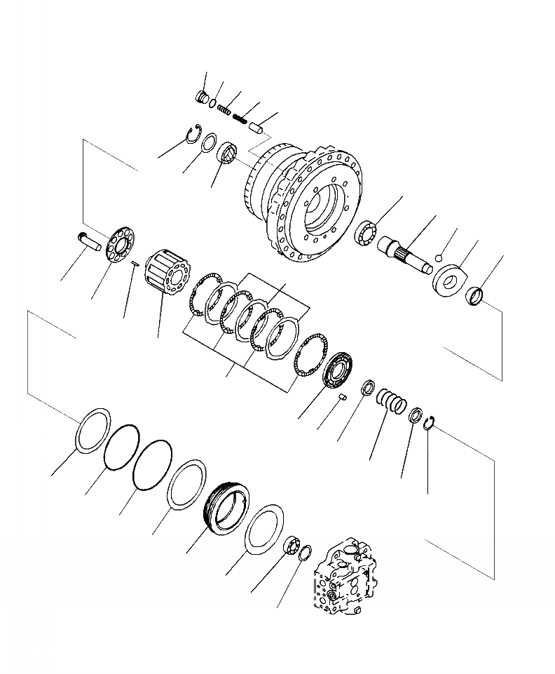 Схема запчастей Komatsu PC220LL-8 - P-A МОТОР ХОДА МОТОР И ТОРМОЗ. НИЖНЯЯ ГИДРОЛИНИЯ И ЛИНИЯ ХОДА