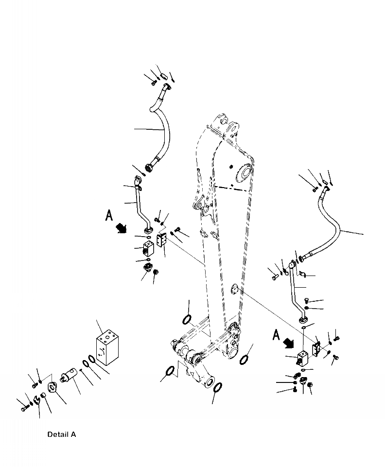 Схема запчастей Komatsu PC220LL-8 - T-8A РУКОЯТЬ ДОПОЛН. ГИДРОЛИНИЯ РАБОЧЕЕ ОБОРУДОВАНИЕ