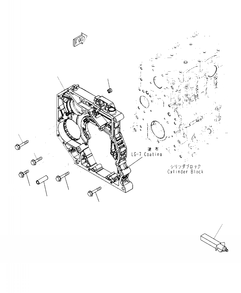 Схема запчастей Komatsu PC240LC-10 - ABB- ЗАДН. КОЖУХ ШЕСТЕРЕН. ПЕРЕДАЧИ ДВИГАТЕЛЬ