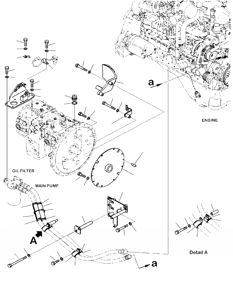 Схема запчастей Komatsu PC240LC-10 - A9999- ДЕМПФЕР И ТРУБЫ КОМПОНЕНТЫ ДВИГАТЕЛЯ