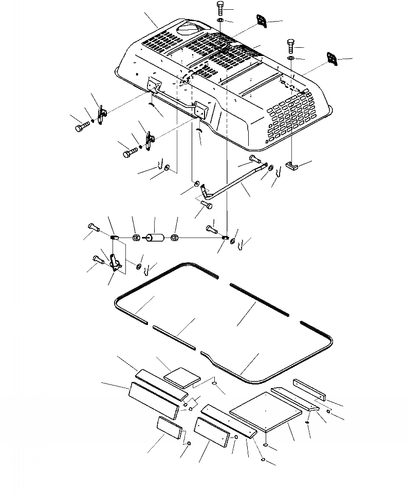 Схема запчастей Komatsu PC240LC-10 - M- КАПОТ ЧАСТИ КОРПУСА