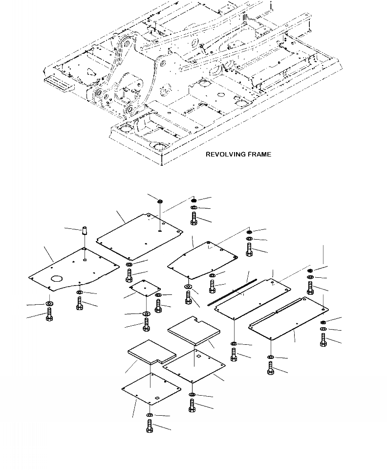 Схема запчастей Komatsu PC240LC-10 - M8- НИЖН. КРЫШКА ЧАСТИ КОРПУСА